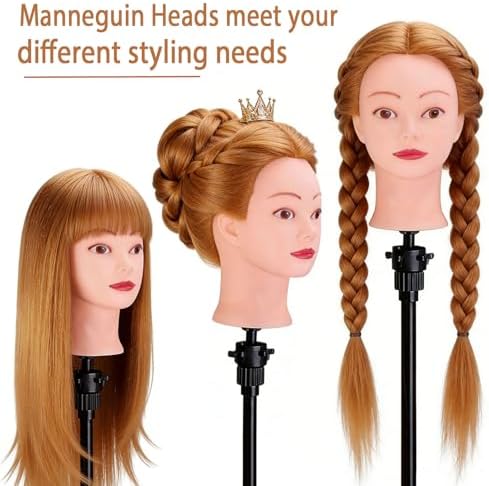80% Human Hair Mannequin Head 26-28"Doll Head for Hair Hairdresser Practice - Image 2