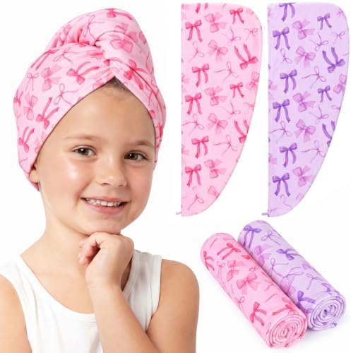 FIOBEE Microfiber Hair Towel Wrap for Kid Girls Rapid Drying Hair Turbans by FIOBEE