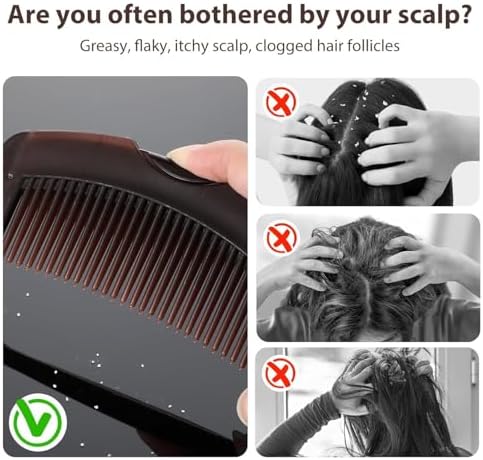 Dandruff Comb with Self-Cleaning Hollow Teeth & Massage Handle Scalp Detox - Image 4
