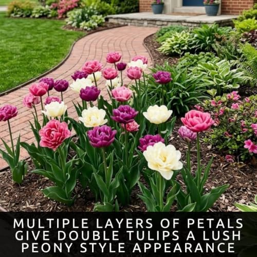 50 Romantic Double Tulip Mix Bulbs – Pink Purple Cream for Large Beds - Image 4