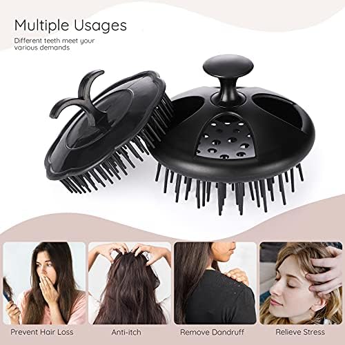 Segbeauty Shampoo Brush, 2 pcs Scalp Massage Floriated Shower Comb Long Short Teeth Set for Curly Hair, Scalp Massage Brush for Hair Growth Beard Brush Pet Grooming Wet Dry Hair Care Brushes Black - Image 3
