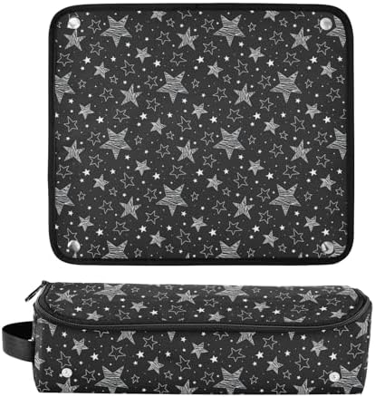 Hair Tools Travel Bag with Heat Resistant Mat Detachable 2-in-1 Curling Iron Travel Case Hot Tools Organizer for Straightener Flat Iron Black Stars - Image 3