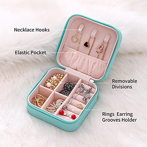 TRODANCE Mini Jewelry Travel Case, Small Jewelry Organizer, Portable Mini Storage Box for Rings, Earrings, Necklaces, Gift for Mother Mom, Girl, Daughter, Sisters, Bridesmaids (Blue-4pcs) - Image 4