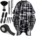 NICEMOVIC 10 in 1 Hair Cutting Barber Cape with Neck Duster Brush Barber Brush Neck Strips Hair Combs Hair Clips, Professional Barber Accessories Cleaning Supplies for Salon Haircut Styling by NICEMOVIC