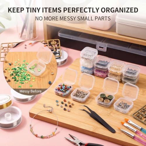 Jetec 6 Pieces Small Clear Plastic Storage Box, 1.4 x 1.4 x 0.7 Inch - Image 5
