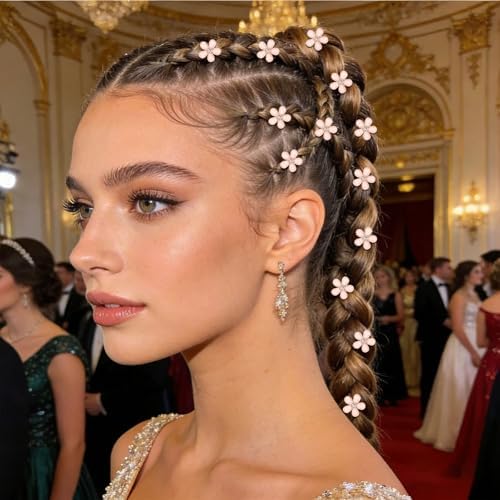 YISSION 20Pcs Mini Champagne Flower Hair Clips, Rhinestone Decorative Hair Pins for Women and Girls Wedding Bridal Prom Daily Hairstyle Accessories - Image 4