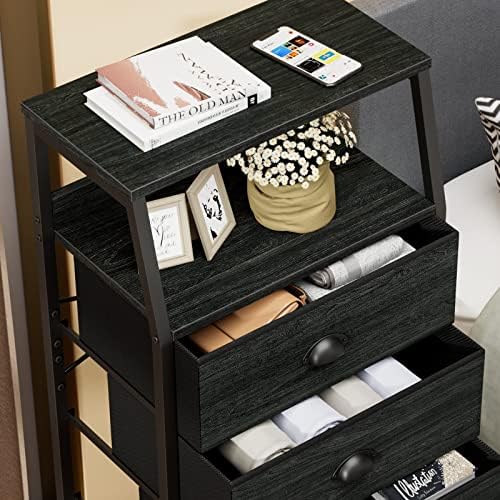 Furnulem Dorm Tall Nightstand, Small Dresser for Bedroom with Fabric Drawer - Image 5