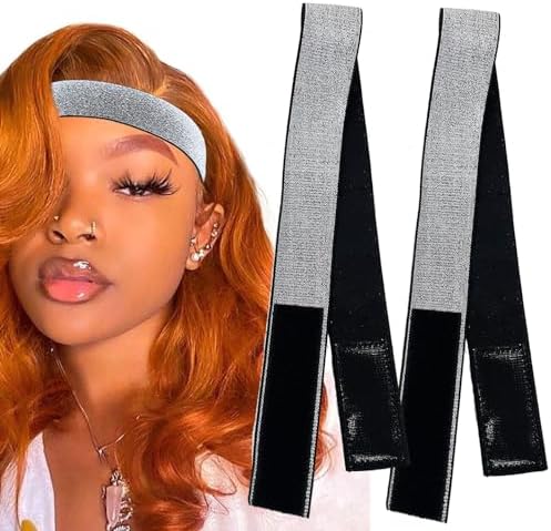 2 Pcs Elastic Bands for Wig, Silver Lace Melting Edge Wrap to Lay Edges (Silver, Pack of 2) by Atimiaza