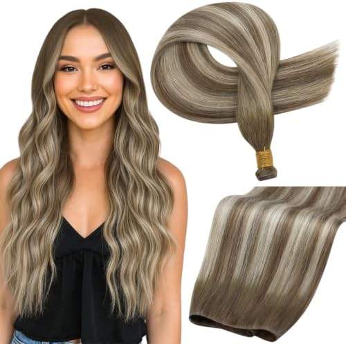 Full Shine Hand Tied Weft Hair Extensions Human Hair 16 Inch 50g by FullShine