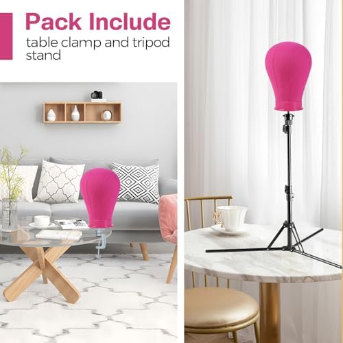 23In Wig Stand Wig Head with Tripod, Wig Head Stand Mannequin Head(Rose) - Image 4