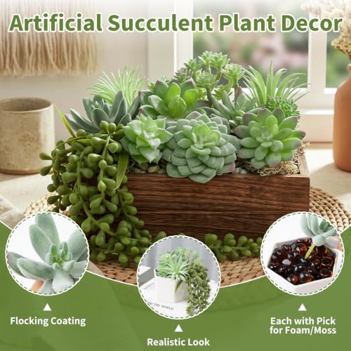 Artificial Succulents 12 Pcs Mini Fake Plants Faux Hanging Unpotted - Image 4