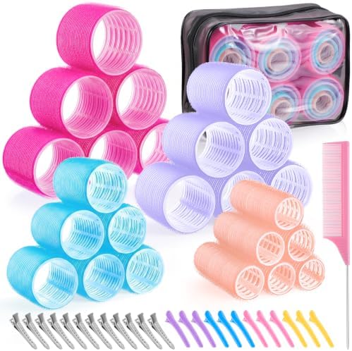 Obeoby 4 Sizes Hair Rollers, Heatless Curlers Set for Women Accessories Styling Tools for Long Short Fine Thick Hair Waves Volume Bangs Gifts (Colorful) by obeobyhairaccessories