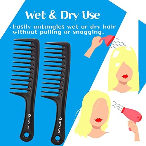 HYOUJIN Two Set Large Wide Tooth Comb Detangling Wet or Dry Combs for Shower, Hair Styling Brush for Natural, Curly, Long Hair for Women and Men - Image 3