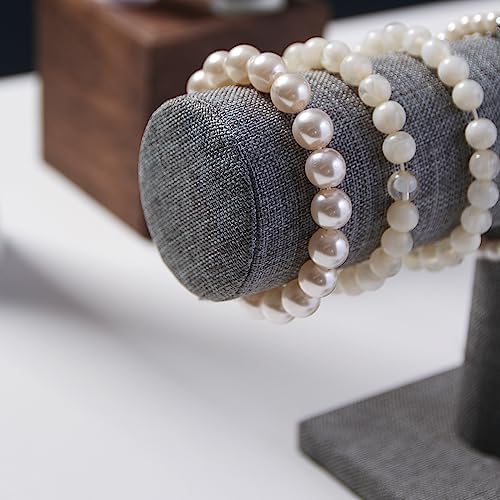 T-Bar Bracelet Holder, Bracelet Display Stand For Selling, Hair Tied Jewelry Organizer Watch Rack For Home Show (Gray Linen) - Image 6
