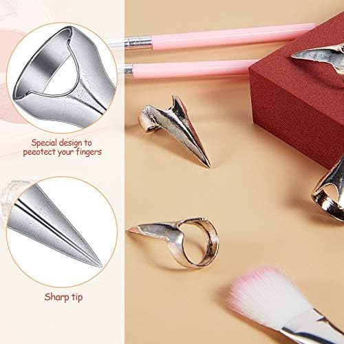 Hicarer 10 Pcs Stitch Braids Tool Metal Finger Rings Hair, Silver - Image 3