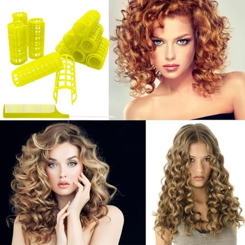 24PCS Plastic Heatless Hair Rollers Set 2.0cm/0.8in Yellow Self Grip Snap on Rollers Hairdressing Curlers Tools for DIY Hairdressing Hair Salon - Image 5