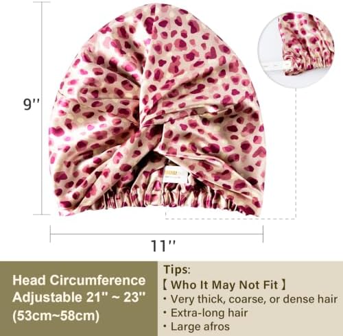 ZIMASILK 22 Momme 100% Pure Silk Bonnet for Sleeping, Leopard Pink/Purple - Image 5