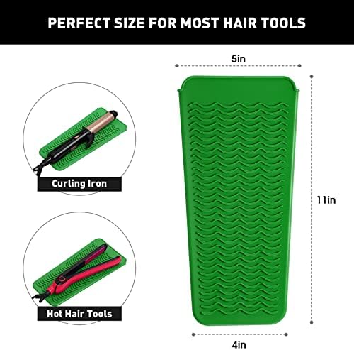 ZAXOP Heat Resistant Silicone Mat Pouch for Curling Irons & Flat Irons, 2-in-1 Travel Case & Cooling Pad for Hot Tools, Anti-Slip Countertop Protector, Pack Instantly Without Waiting to Cool(Green) - Image 2