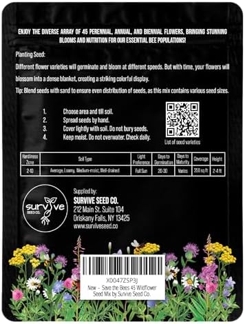 Package of 100,000 Wildflower Seeds - Save The Bees Wild Flower Seeds Collection - 45 Varieties of Pure Non-GMO Flower Seeds for Planting Including Milkweed, Poppy, and Lupine - Image 4