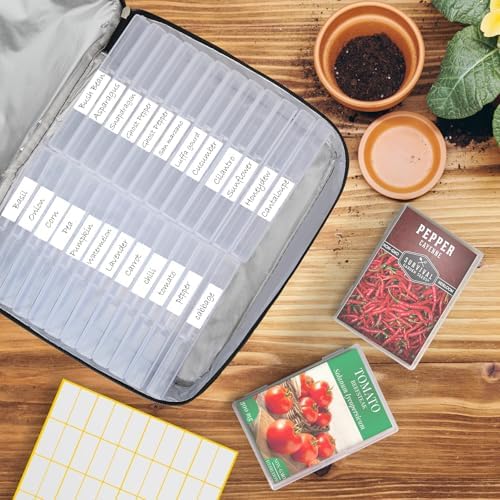 38 Slots Seed Storage Organizer Box with Insulated Bag That Holds 80-200 Seed Envelopes, Oxford Cloth Garden Seed Containers with Labels, Seed Packet Organizer for Plant, Flower ,Vegetable Seeds - Image 3
