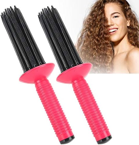 Hairstyling Tools Hair Curler Curling Wand, 2pcs Hair Styling Curler Curls Comb Hair Curler Curling Make Up Brush Roller Tool for Home Travel Hair Salon Use (17 Comb Teeth) by Unknown