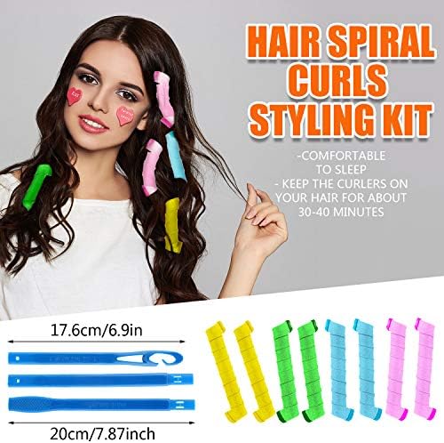 Wave Curlers Kit for Hair Supplies - 42 Spiral Curling Rods, No Heat Hair Styling with 40 Rollers and 2 Hooks (11.8 Inch) - Image 3