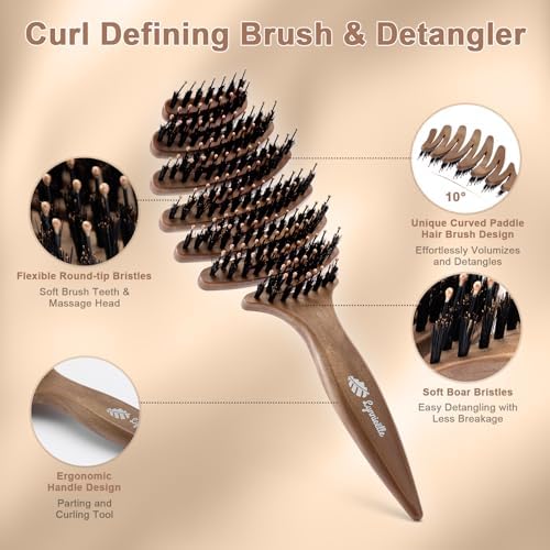 Natural Boar Bristle Hair Brush for Fine Hair - A Great Gift - Image 2