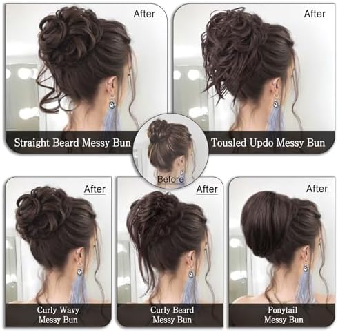 HMD 5 Pieces Messy Hair Bun Hairpiece Tousled Updo for Women - Image 4