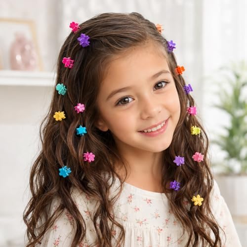 100 Pcs Mini Hair Clips for Girls, Cute Pastel Flower & Animal Design Clips, Durable Plastic Hair Accessories for Toddlers and Kids - Image 4