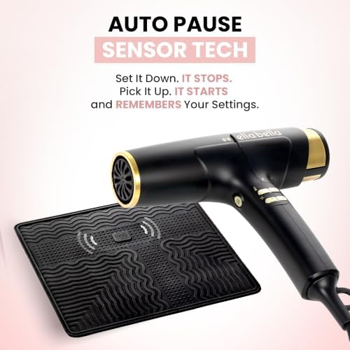 ELLA BELLA® Professional Hair Dryer with Smart Mat - Auto-Pause Ionic Blow Dryer for Fast Drying & Frizz Control - 1600W, Diffuser, 4 Heat/Speed Levels - Image 6