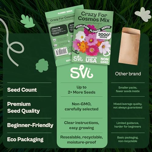 SVI 3000 Mix Crazy for Cosmos Seeds (Cosmos bipinnatus) – Cosmo Mix Wildflower Seed Packets – Easy Grow Annual, Bulk Flower Seeds for Outside Flower Garden, Containers, Flowers Beds - Image 6