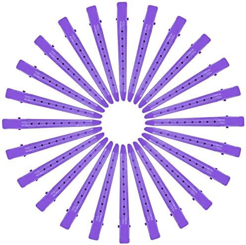 24 Packs Duck Bill Clips, Bantoye 3.35 Inches Rustproof Metal Alligator Curl Clips with Holes for Hair Styling, Hair Coloring, Purple - Image 4