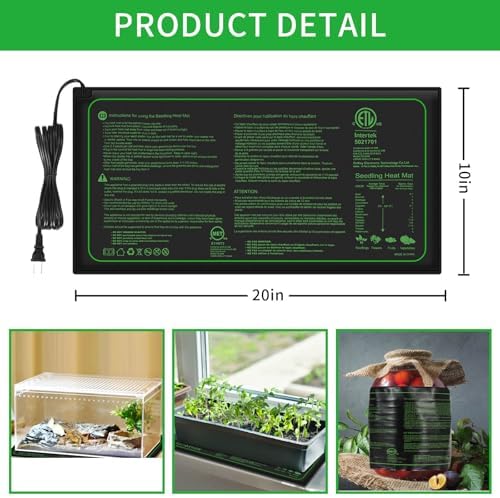 2 Pack 10"x20" Durable and Waterproof Seedling Heat Mat, ETL Listed - Image 3
