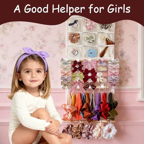 Headband Holder Bows Organizer for Girls | High Capacity Wall Mounted Hair Accessories Organizer Holder for Hair Bows & Clips | Girls Room Wall Decor - Image 6