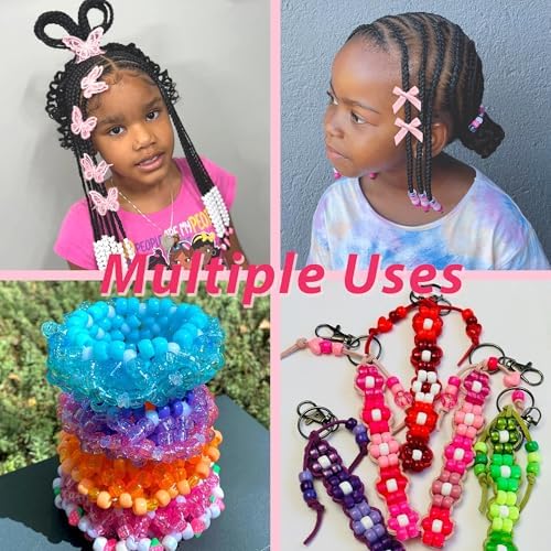 100PCS Small Pink Bows Gradient Hair Beads for Braids Embroidery Butterfly Hair Clips Loc Jewelry Acrylic Large Beads Cute Hair Accessories Dreadlock for Women and Girls - Image 6