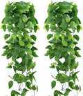 2-Pack Fake Hanging Plants, Faux Hanging Plant Artificial Greenery for Living Room Bedroom Boho Wall Shelf Indoor Outdoor Decor (Green Pothos Ivy Vines) by Unknown