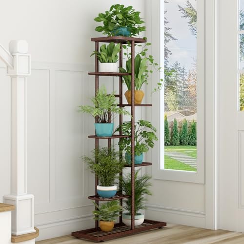 LINZINAR 7 Tier Plant Stand Indoor Outdoor Metal Flower Pot Display Shelf - Image 4