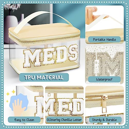 Geetery Meds Travel Bag Beige, Meds Chenille Letter Clear - Image 4