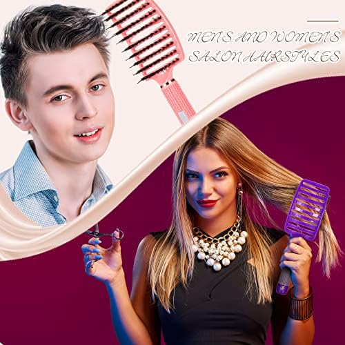 Cunhill 6 Pack Detangling Brush Bulk Boar Bristle Hair Brushes - Image 5