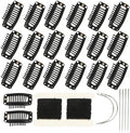 20 Pieces Hair Extension Clips, Black Wig Clip with Needle and Thread Set by YUXIANG