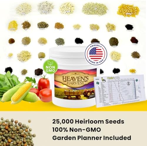 Heaven’s Harvest “10 Year Garden” Survival Seed Bank Kit | Over 50k Non GMO Heirloom Vegetable Survival Seeds + 2 Free Bonus Items: Clyde’s Garden Planner + Seed Vault Storage Drum for 10 Year Storage - Image 7
