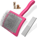 2PCS Slicker Brush for Dogs & Pet Comb,Professional Dog Grooming Brush (Goldendoodles,Poodles,Labradoodles) with Extra Long Pins to Effectively Remove Tangles, Knots and Mats (Pink, Large) by Unknown