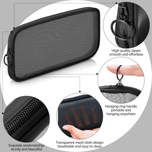 Weewooday 4Pcs Mesh Makeup Bag, Black, Medium, Classic - Image 3