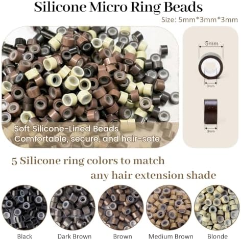 Hair Extension Tools Kit, 500 Silicone Beads, 1 Crochet Hook, 1 Comb, 1 3-Hole Pliers, 1 Threader, 5 Threads, 5 Clips, 8 C/J/I Needles, 100 Bands, 1 Storage Box - Image 4