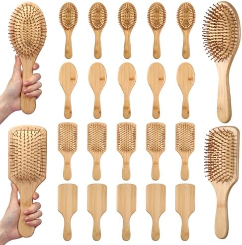 20 Pcs Bamboo Hair Brush Bulk Wooden Hair Brush for All Hair Types by Unknown