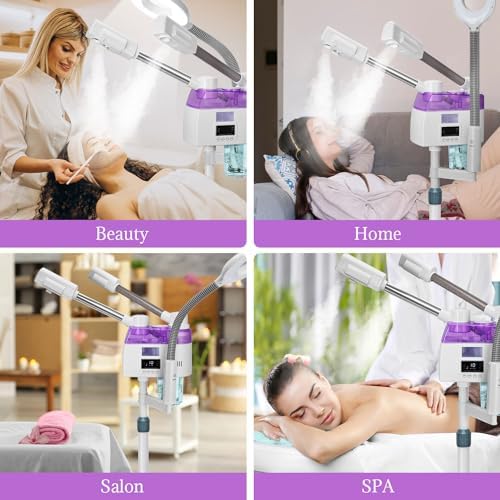 3 in 1 Facial Steamer,Professional Facial Steamer with 5X Magnifying LED Lamp, Esthetician Steamer with Hot & Cold Mist, Face Steamer On Wheels for Salon Spa Beauty Skin Care - Image 6