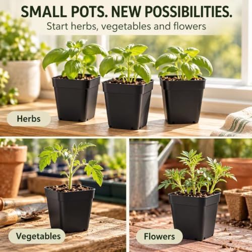 150 Packs Square Nursery Pots for Plants 2.2 Inch Seedling Pots - Image 6