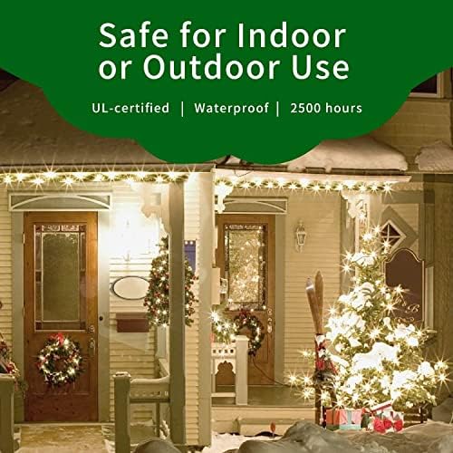 Ultra-Bright Connects End to End Warm White Christmas Mini Light 300L 63.8Ft(2Sets-Each 150L)UL Listed Incandescent Bulb String Light for Indoor Outdoor Holiday Garden Christmas Tree Decor - Image 5