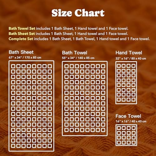 Luxury Organic Japanese Cotton Waffle Bath Towel | Thick, Absorbent, Quick Dry Bathroom Towels for Shower, Sauna, Onsen| Hotel & Spa Quality, Gift-Ready (Coral Orange, Bath Sheet Set (3-Piece)) - Image 6