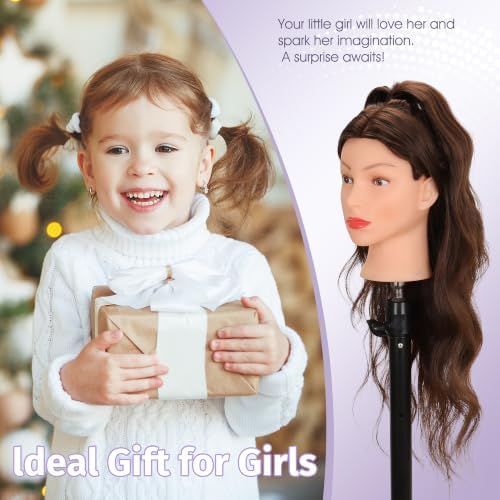 Mannequin Head 80% Human Hair 26-28" #4 with Tripod Stand for Cosmetology - Image 6